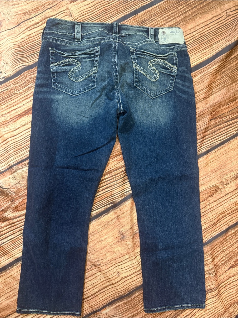 Silver Jeans Tuesday Low Capri Dark Wash Stretch Denim W32 L22.5
